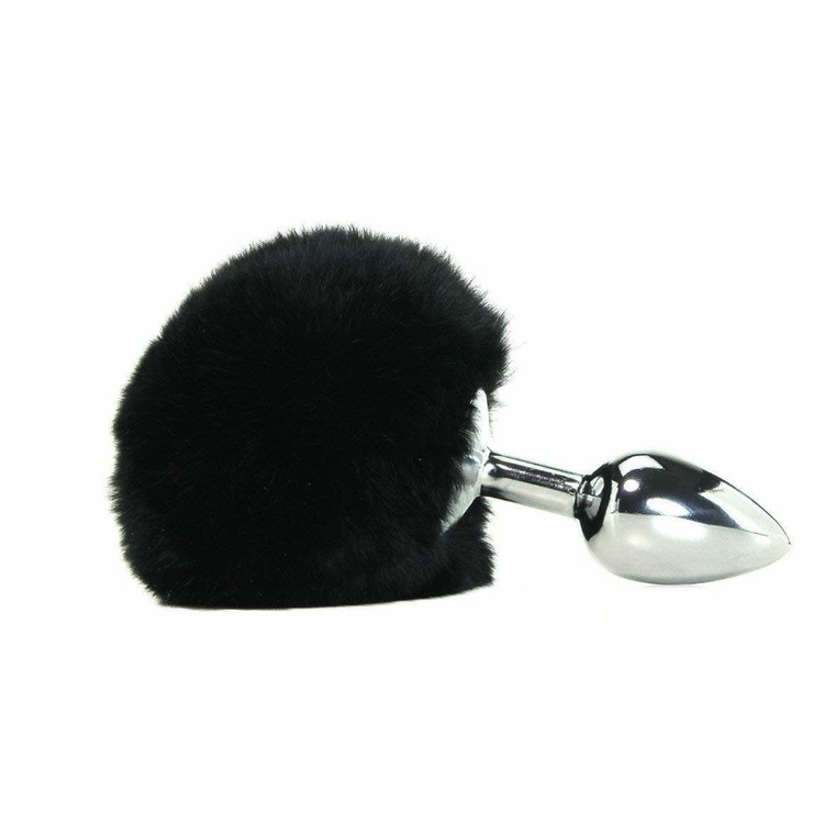 פלאג אנאלי M מתכת עם זנב עגול שחור 2.8 ס"מ