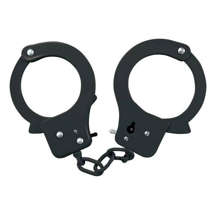 אזיקי מתכת בסגנון משטרה עם כפתור ביטחון - בצבע שחור NMC