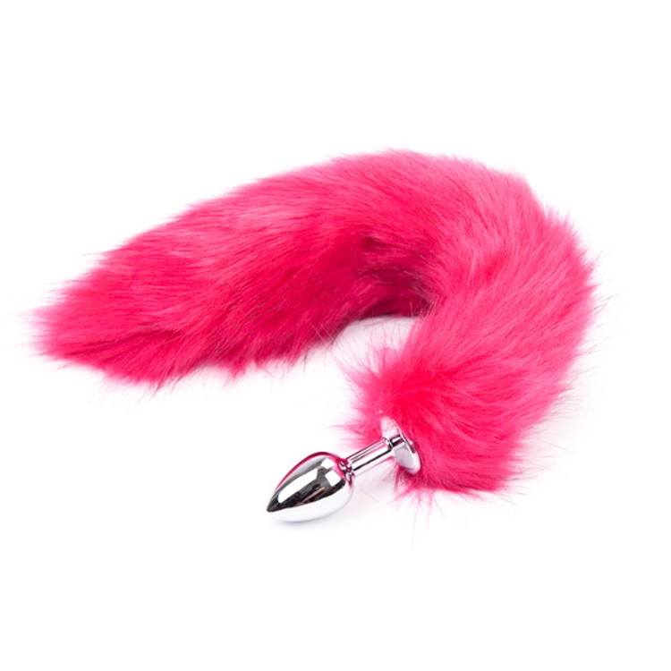 פלאג מתכת עם זנב שועל ורוד פוקסיה  מידה S