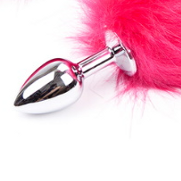 פלאג מתכת עם זנב שועל ורוד פוקסיה  מידה S