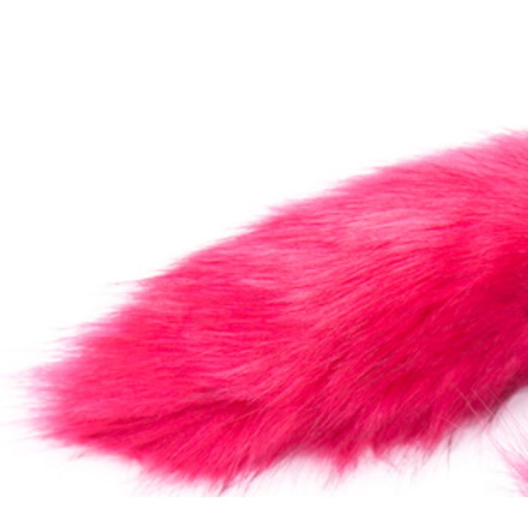 פלאג מתכת עם זנב שועל ורוד פוקסיה  מידה S