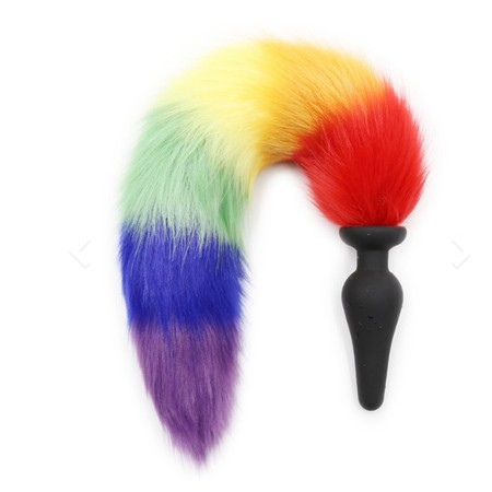 Rainbow Colored Fox Anal Plug - Size M