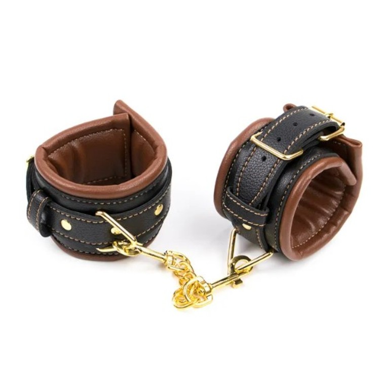 אזיקים אלגנטיים שחור-וחום מעור טבעוני