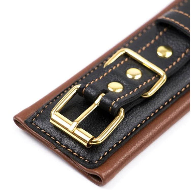 אזיקים אלגנטיים שחור-וחום מעור טבעוני