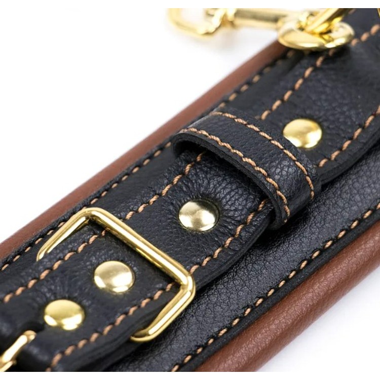 אזיקים אלגנטיים שחור-וחום מעור טבעוני