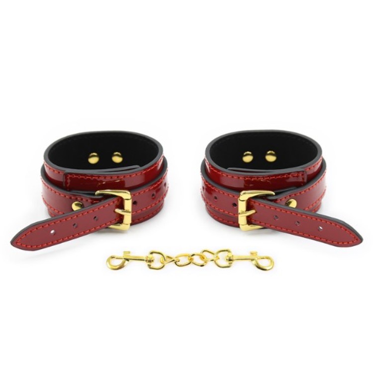 אזיקי ידיים אדומים בגימור מוזהב