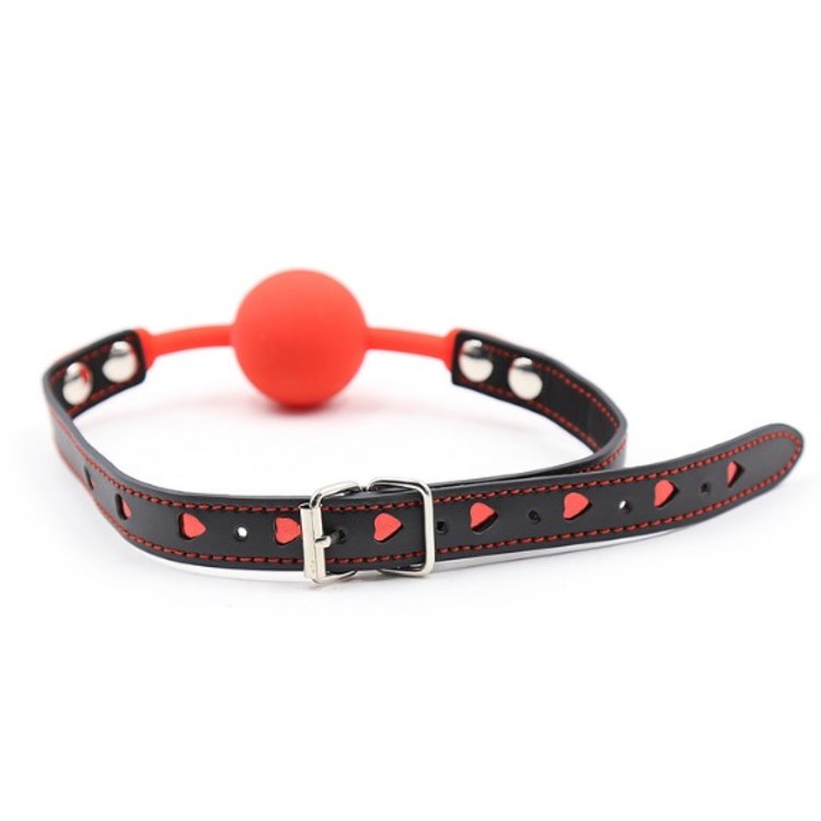 גאג סיליקון אדום עם רצועת לבבות