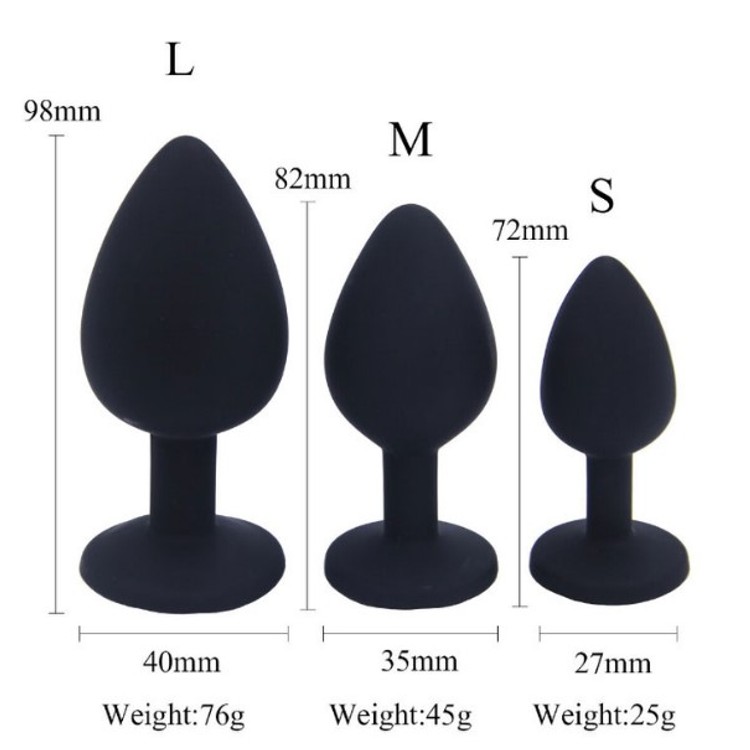 פלאג סיליקון שחור בינוני עם יהלום