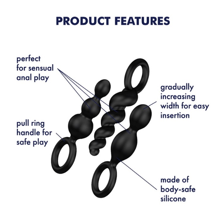 ​Booty Call By Satisfayer שלישיית פלאגים אנאליים​ שחורים