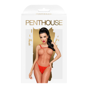 Penthouse Lingerie Body Search Red Fishnet Bodystocking
