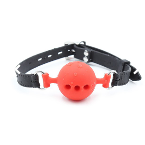 Red Silicone Kinky Ballgag with Holes