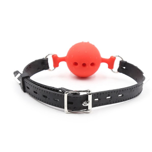 Red Silicone Kinky Ballgag with Holes