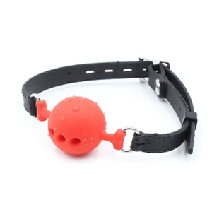 Red Silicone Kinky Ballgag with Holes