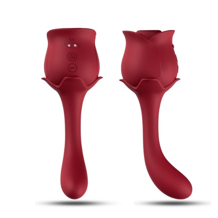 Rose Vibrator שואב יונק פרח דו-צדדי