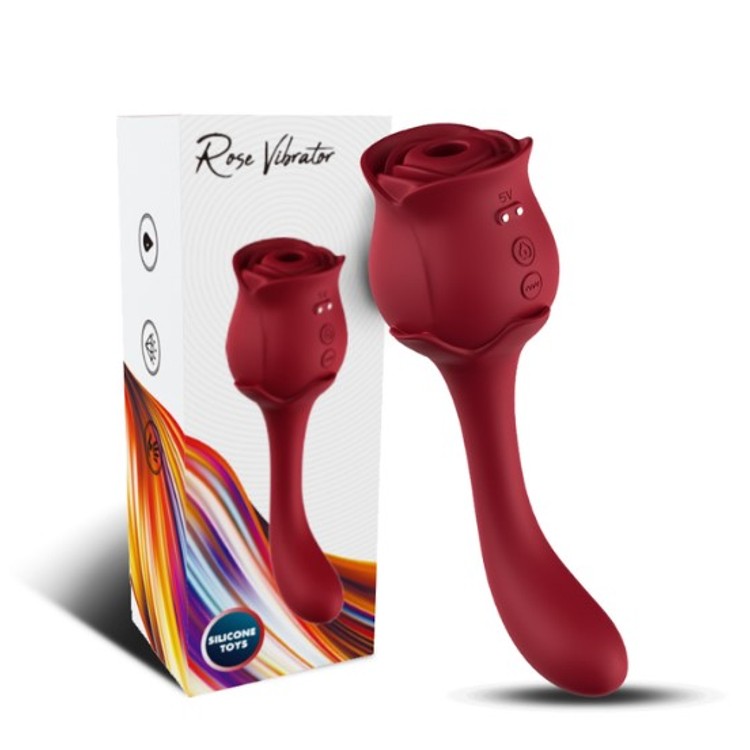 Rose Vibrator שואב יונק פרח דו-צדדי