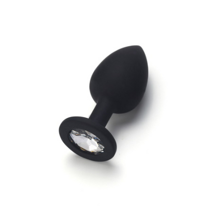 Small Black Silicone Plug with Gem