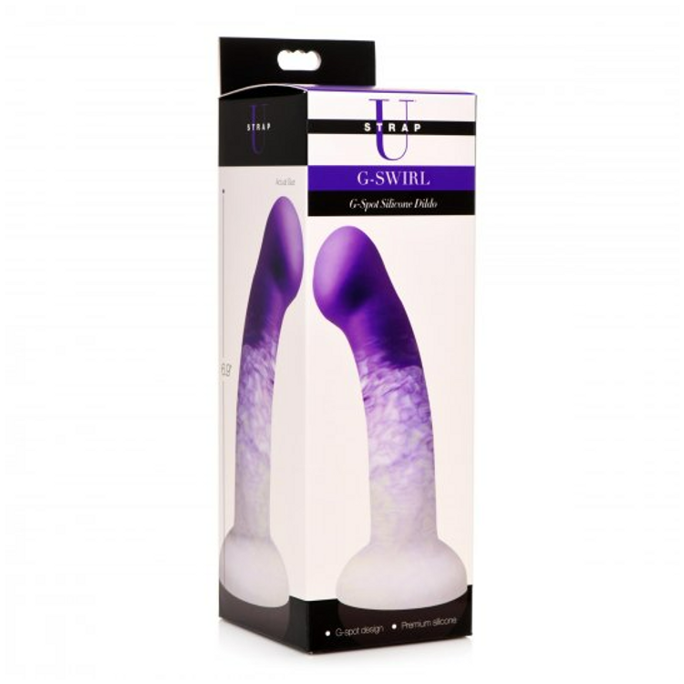 G-Swirl דילדו סיליקון סגול לבן גמיש 15 ס"מ נצמד למשטחים לא ריאליסטי Strap U