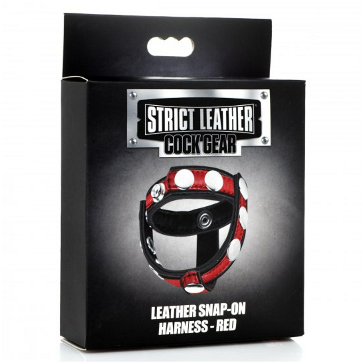 Cock Harness הארנס לאיבר המין הגברי ולאשכים עשוי עור בצבע שחור ואדום