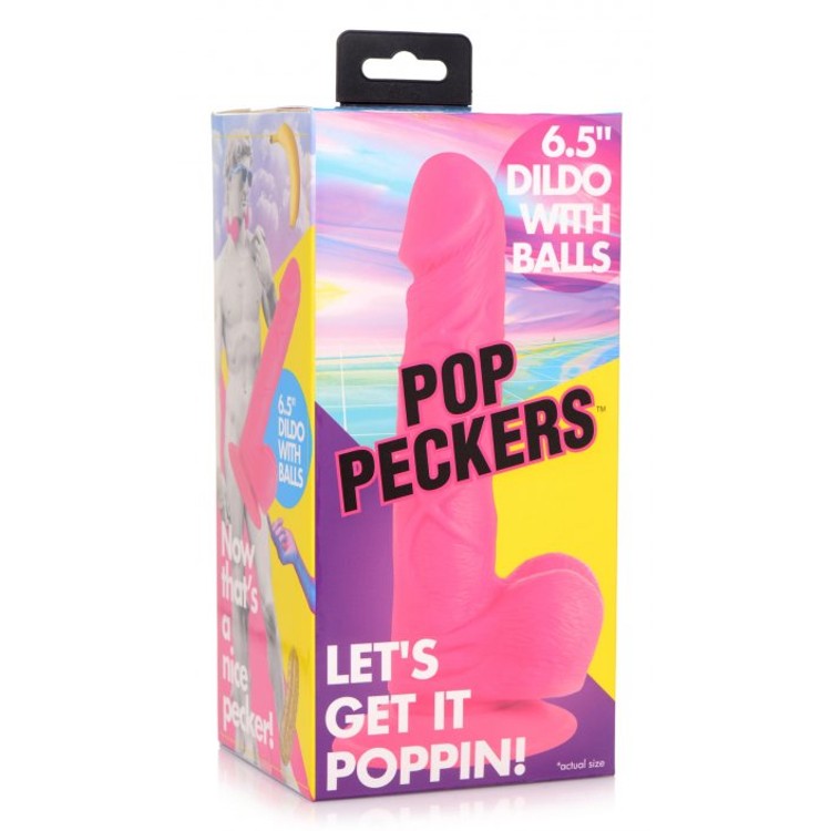 Pop Peckers דילדו ורוד במראה פאלי דמוי פין 16.5 ס"מ
