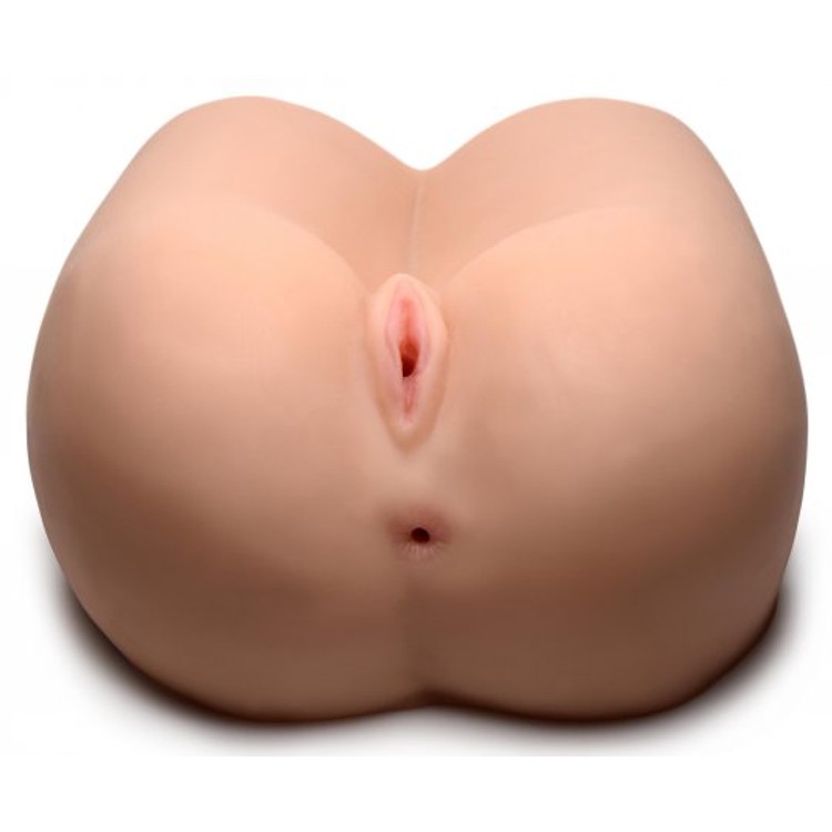 Mistress Maddie מאונן רוטט לגבר בצורת ישבן בתנוחה מסיונרית עם שני חורים