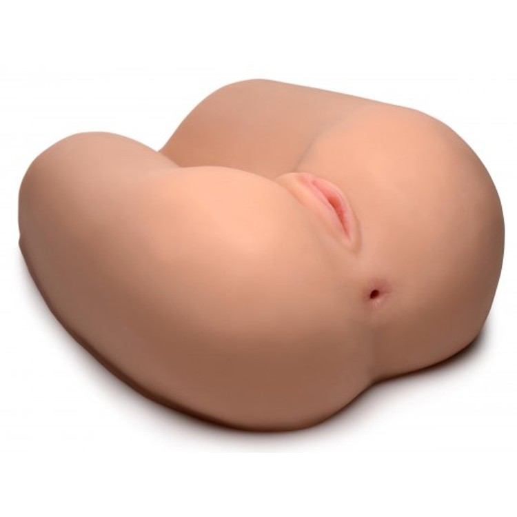 Mistress Maddie מאונן רוטט לגבר בצורת ישבן בתנוחה מסיונרית עם שני חורים