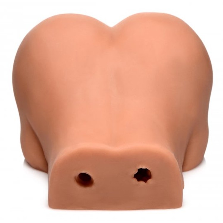 Mistress Brooke מאונן רוטט לגבר בצורת ישבן דוגי סטייל עם שני חורים