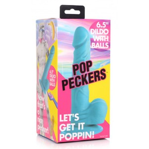Pop Peckers דילדו כחול במראה פאלי דמוי פין 16.5 ס"מ