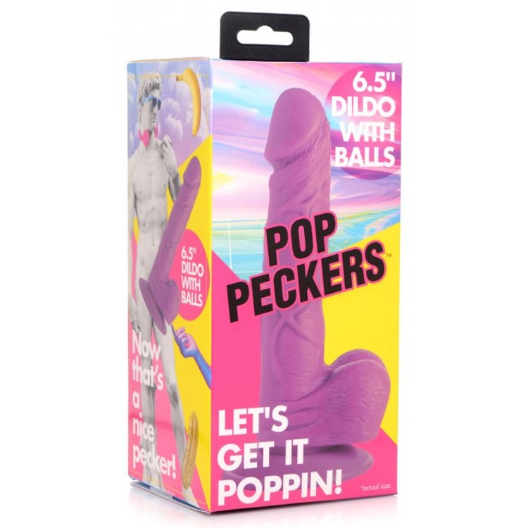 Pop Peckers דילדו סגול במראה פאלי דמוי פין 6.5 אינצ