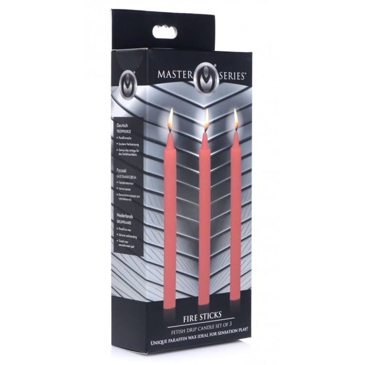 Fire Sticks ערכת 3 נרות פראפין אדומים למשחקי שעווה