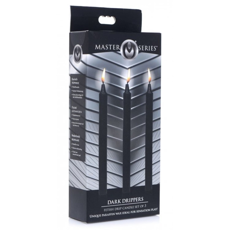 Dark Drippers שלישיית נרות פראפין שחורים למשחקי טפטוף