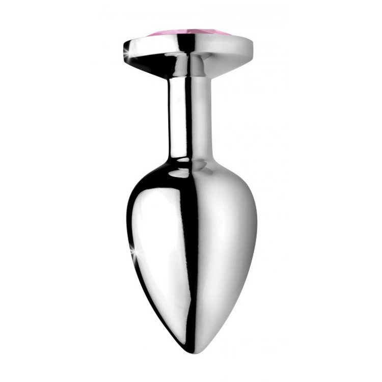 Pink Gem פלאג אנאלי ממתכת בינוני עם קישוט יהלום ורוד