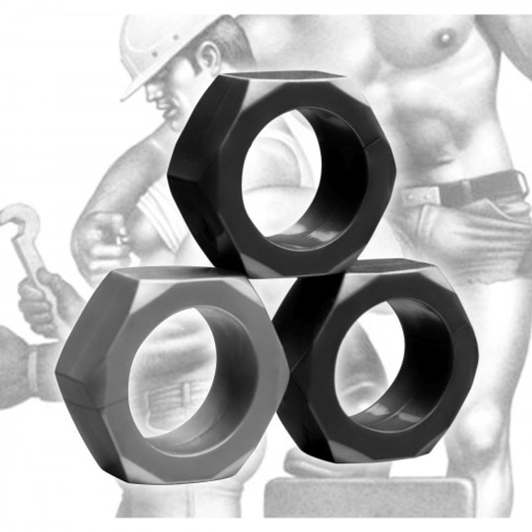 Tom of Finland סט 3 טבעות קוקרינג גמישות בצורת אום