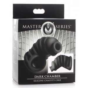 Master Series Dark Chamber Black Silicone Chastity Cage