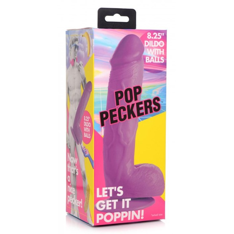 Pop Peckers דילדו סגול גדול במראה פאלי 21 ס"מ