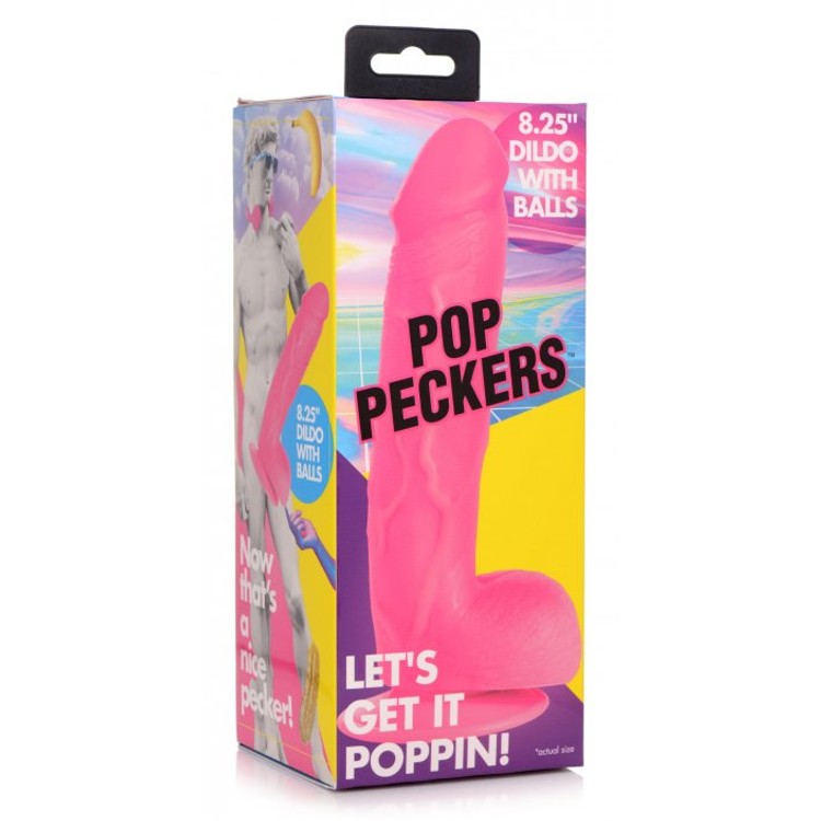 Pop Peckers דילדו ורוד עם אשכים 21 ס"מ
