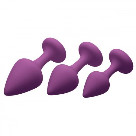 Frisky Purple Pleasures Triple Purple Anal Plug Set