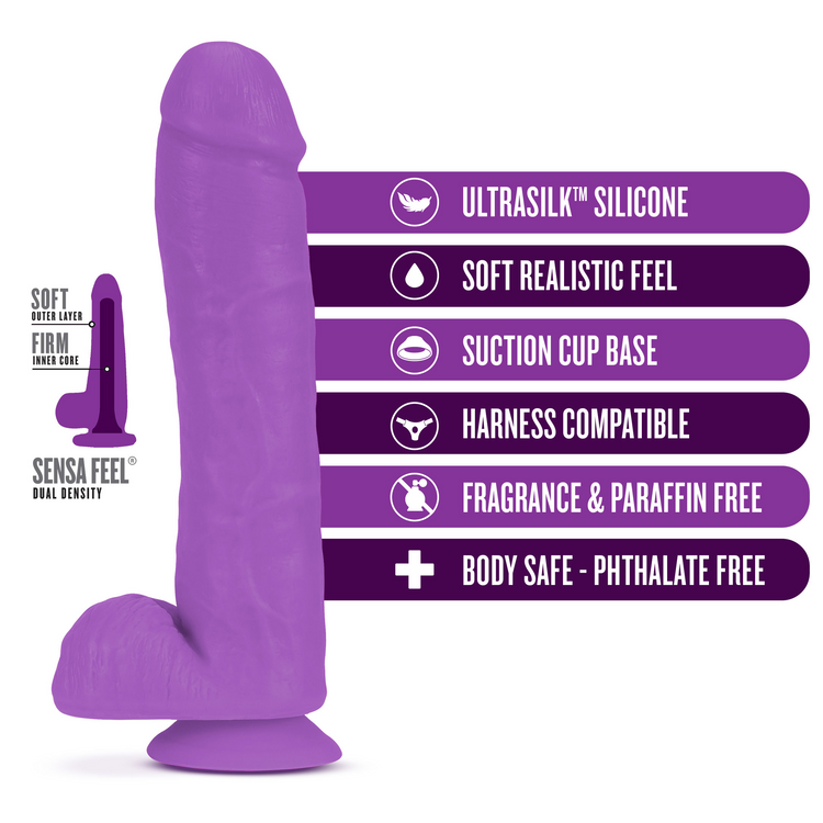 Neo Elite דילדו סיליקון גדול בצבע סגול אורך חדירה 23.5 ס"מ