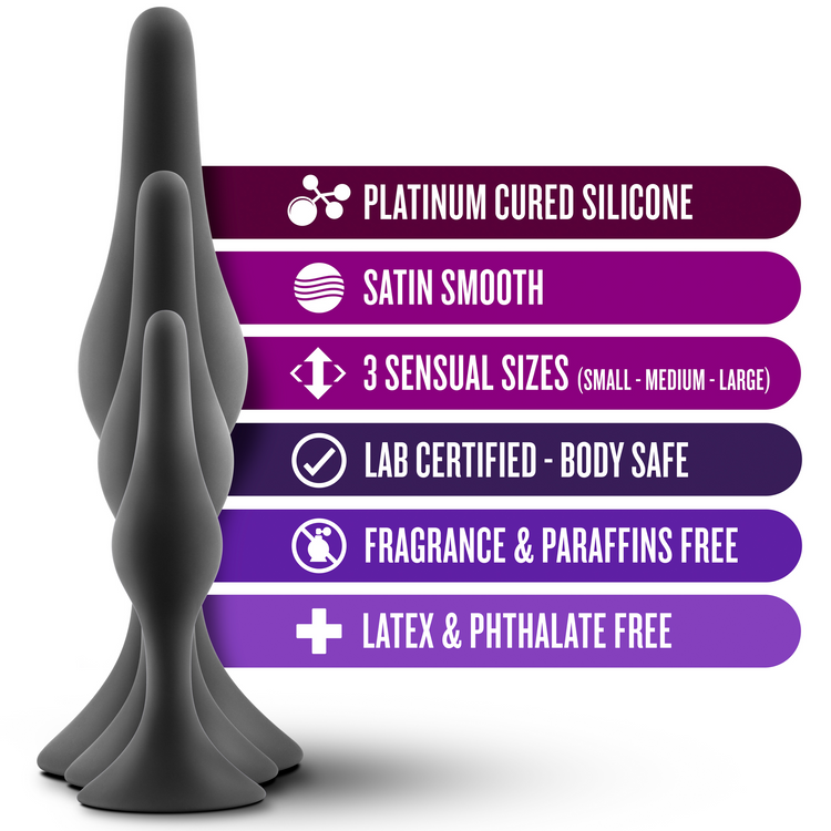 Luxe - Beginner Plug Kit ערכת אנאלי למתחילים בצבע שחור