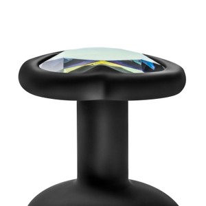 Luxe - Bling שלישיית פלאגים אנאליים שחורים עם יהלום לב בצבעי הקשת