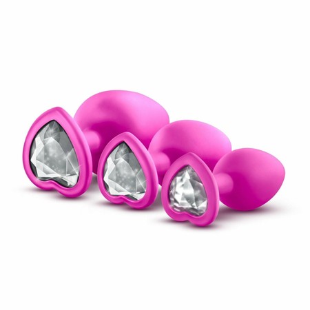 Luxe - Bling סט פלאגים אנאליים ורודים עם יהלום בצורת לב