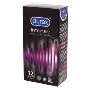 12 קונדומים עם חומר סיכה שמוסיפה גירוי ושינוי טמפרטורה Durex Intense