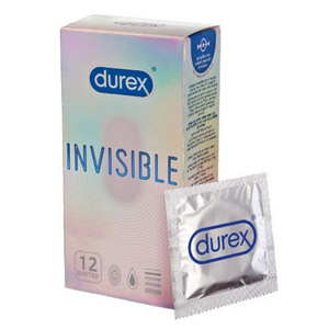 12 קונדומים דקים במיוחד עם סיכוך סיליקון Durex INVISIBLE