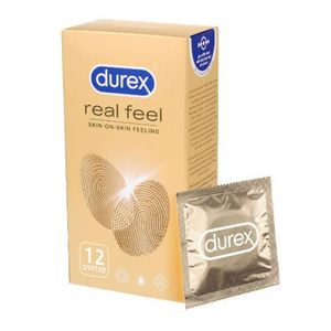 12 קונדומים ללא לטקס לתחושת מגע טבעית Durex Real Feel