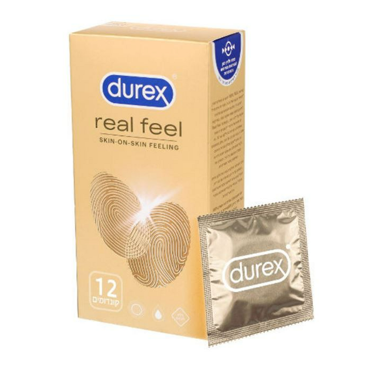 12 קונדומים ללא לטקס לתחושת מגע טבעית Durex Real Feel