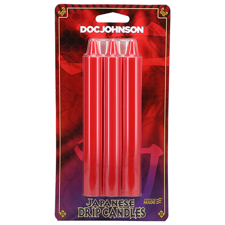 Japanese Drip Candles סט של 3 נרות פראפין בצבע אדום למשחקי שעווה Doc Johnson
