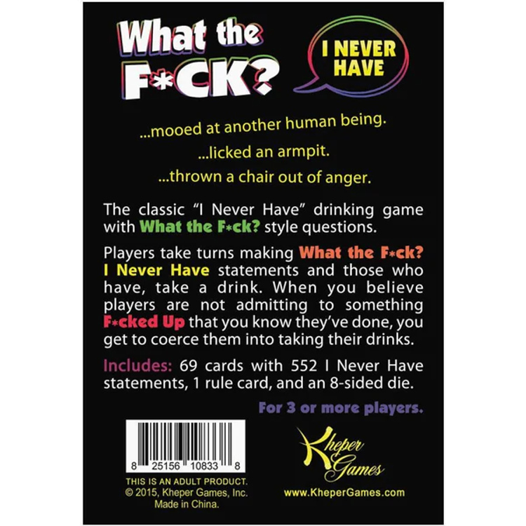 What the F*Ck? i've Never משחק קלפי ווידויים קבוצתי