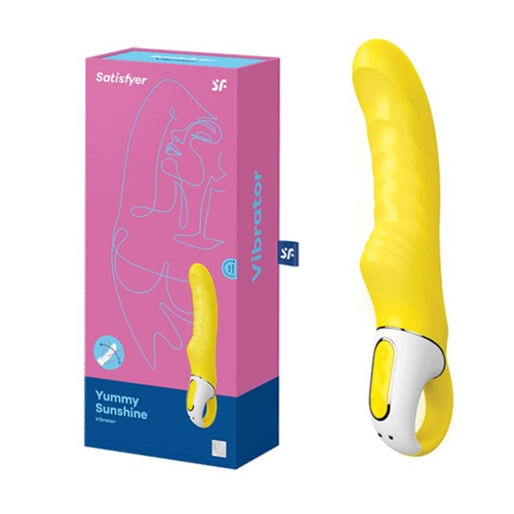 Yummy Sunshine ויברטור סיליקון צהוב גמיש עם צלעות לגירוי פנימי עמוק Satisfyer