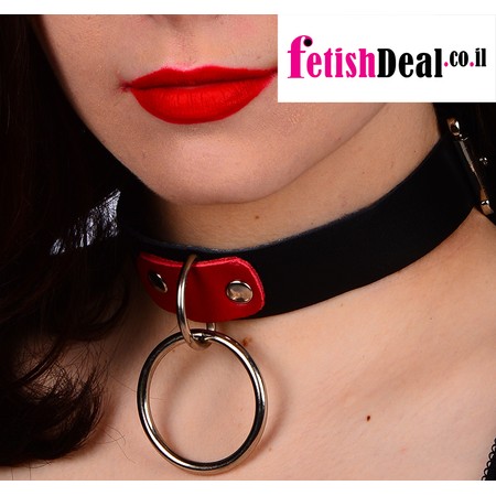 Black and Red PVC Collar with a Leash Ring