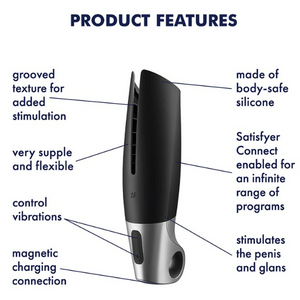 Satisfyer Power Masturbator Black Silicone Men Vibrator