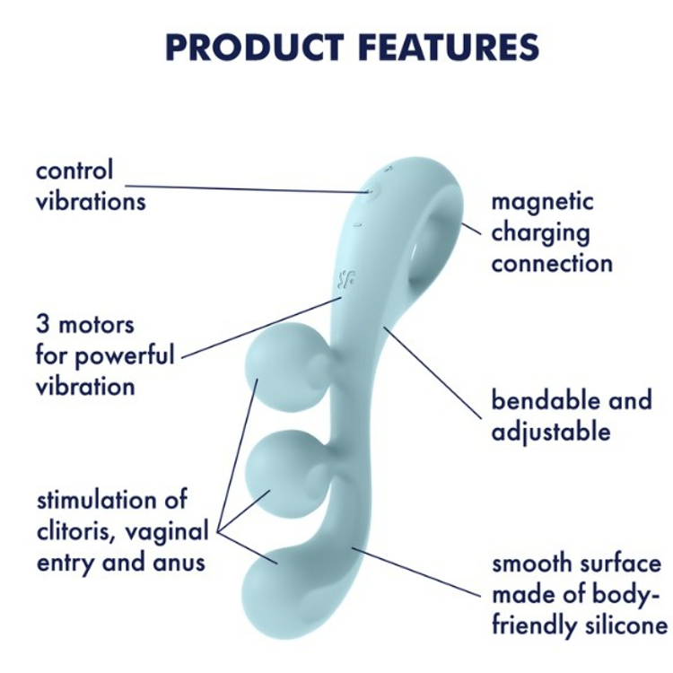 Tri Ball 2 ויברטור רב שימושי בעל שלושה מנועים לאופציות עינוג מגוונות Satisfyer